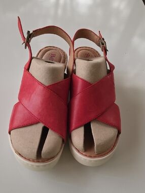 Born Malheur Red Leather Slingback Sandals -